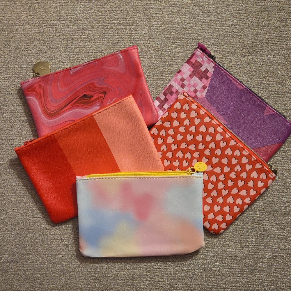 Pretty In Pink Ipsy Cosmetic Bag Lot Of 5